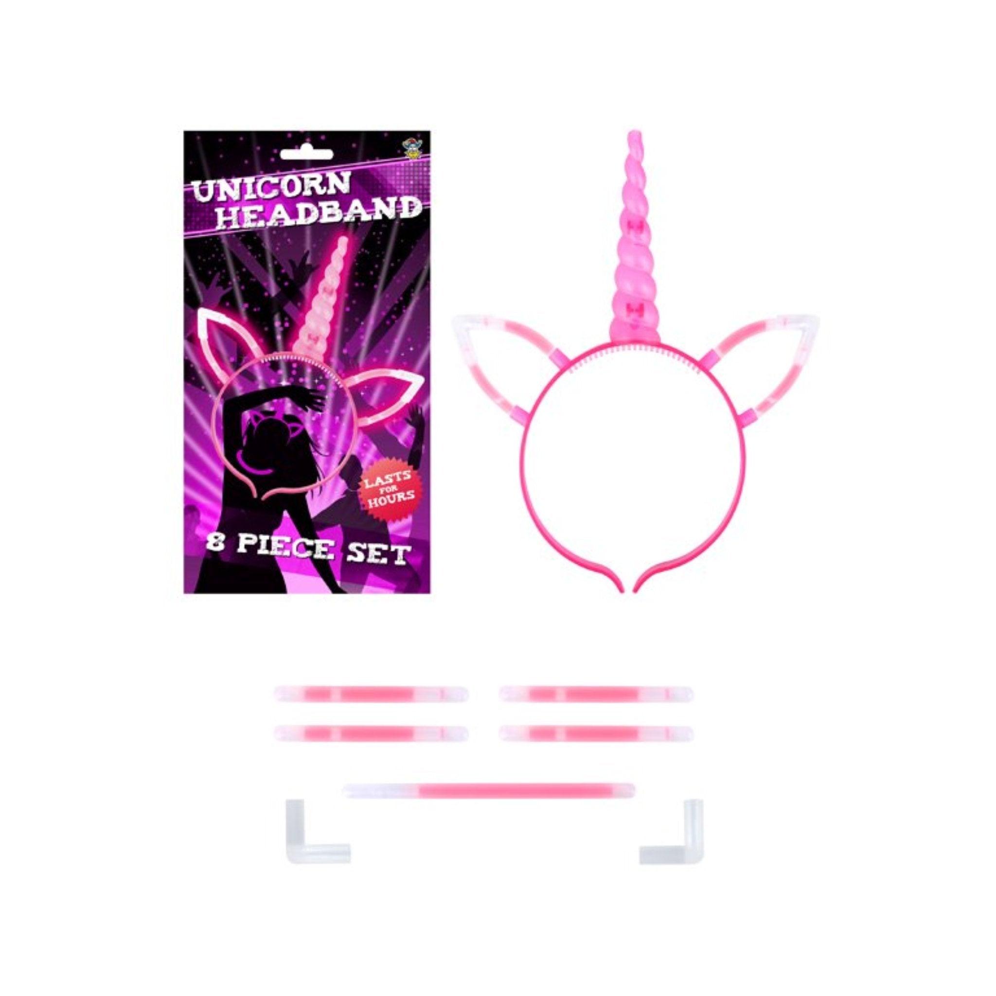 Glow Unicorn Headband 8pc Set Assorted Colours - PoundToys